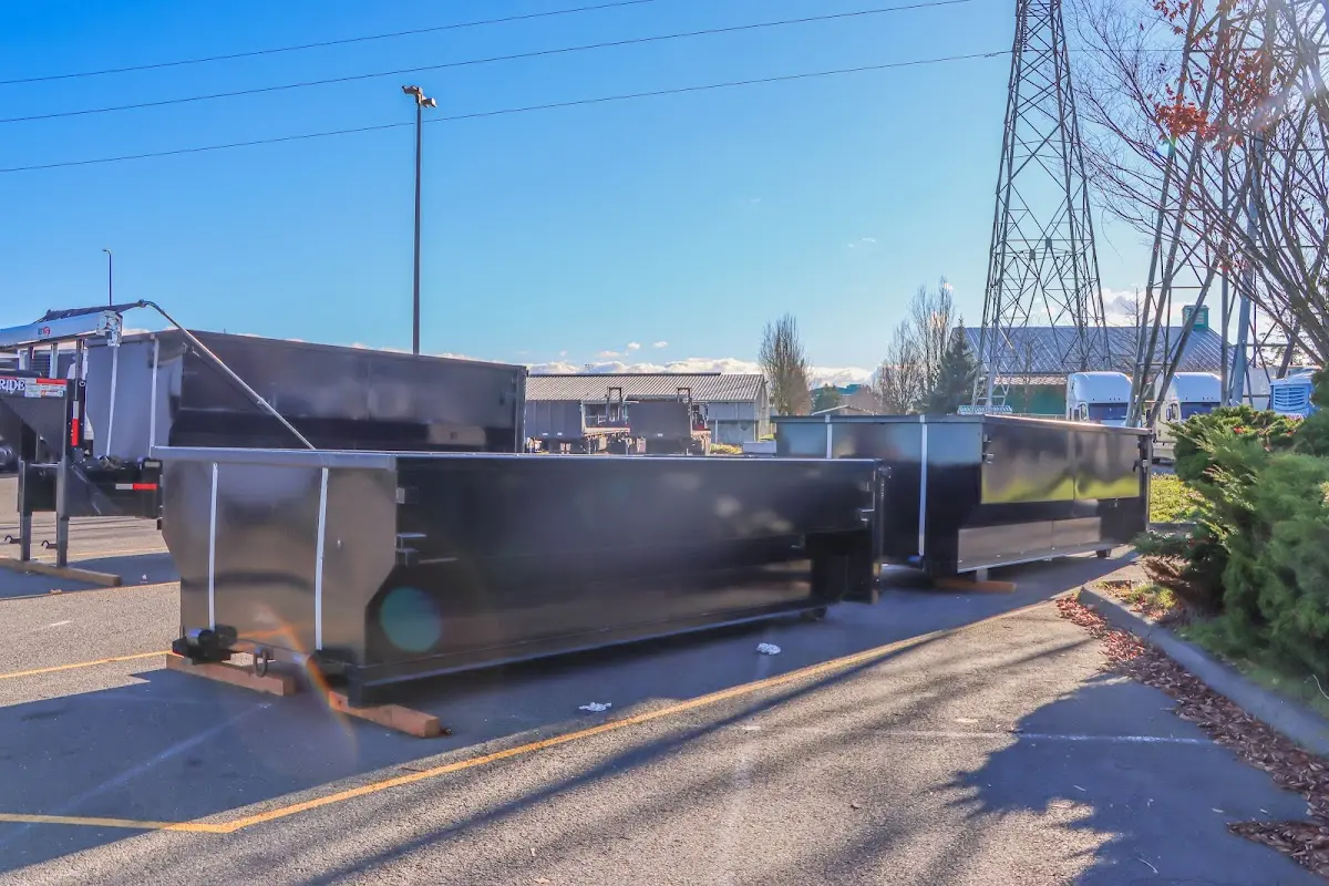 Roll-off dumpster ready for waste disposal at job site for 2 Yard Dumpster Rental in St. Joseph